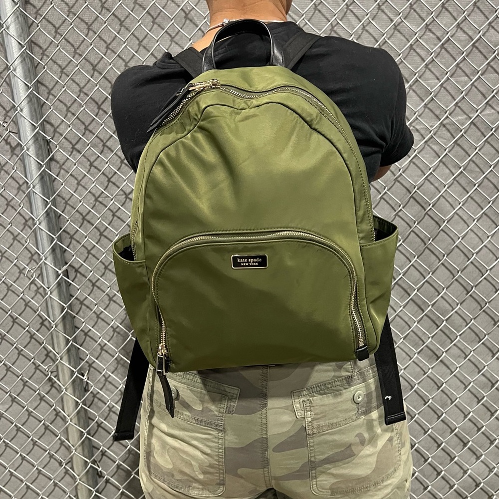 Kate Spade army green Back pack purse